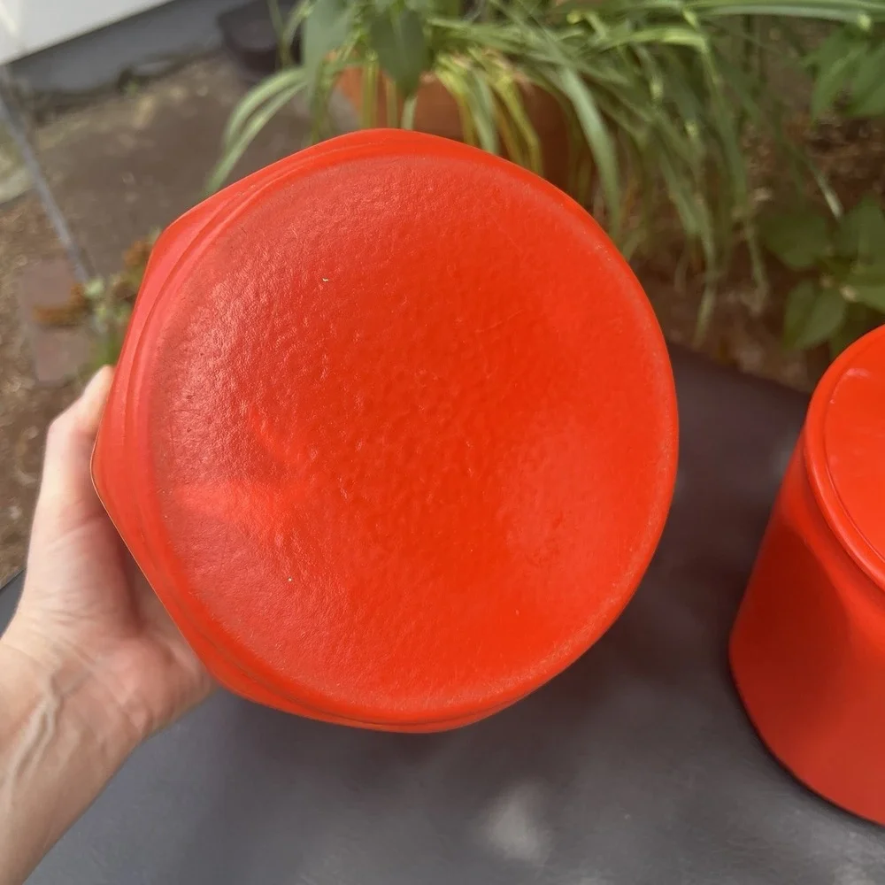 Kromex Aluminum Canisters Set‎ of 2 1970s Retro Kitchen Decor Orange